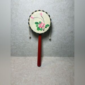 Vintage Den-den Daiko Japanese Chinese Spin Drum Kids Toy Rattle Pellet Drum